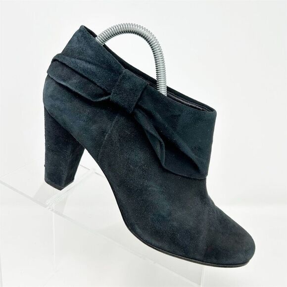 Kate Spade Women's Black Suede Ankle Boots Size 9.5M Bow Accent - Picture 1 of 13